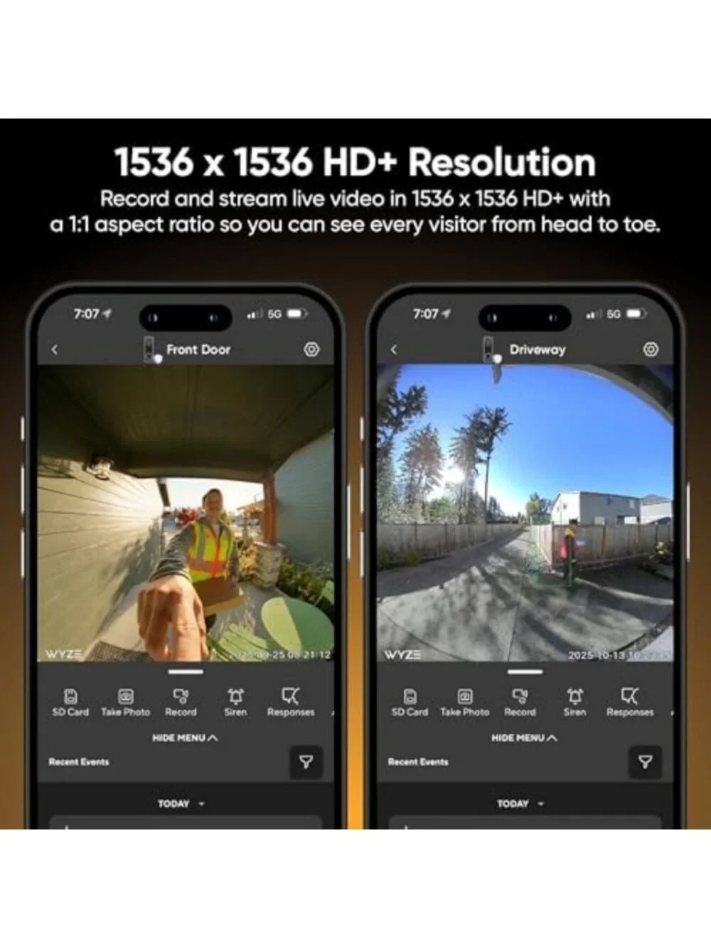 HD Video Doorbell Camera with 1536p Resolution & Color Night Vision - Smart Home